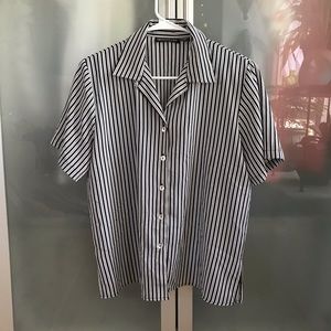 Black/white striped button up shirt